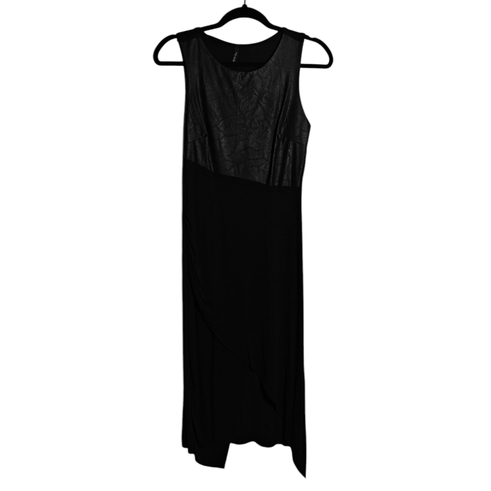 ViJo COUTURE Black Sleeveless Faux Leather Top Bodycon Dress Size Medium